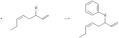 1,5-Octadien-3-ol,(5Z)- and Diphenyldisulfane can be used to produce (1-Vinyl-hex-3-enylsulfanyl)-benzene 